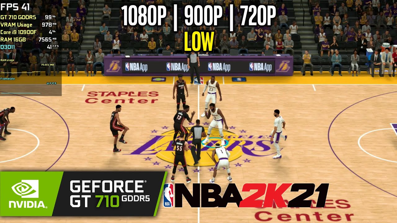 GT 710 GDDR5 NBA 2K21 - 1080p, 900p, 720p - Low