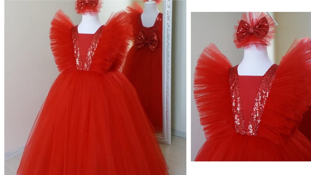 Ball gown cutting and stitching for a baby girl/Baby ball gown sewing