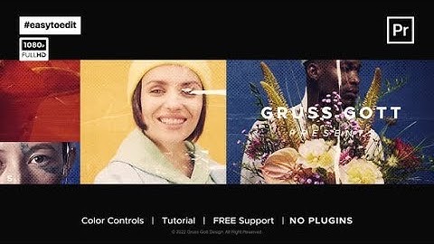 Premiere Pro Template: Multi Screen Slideshow + Free Font