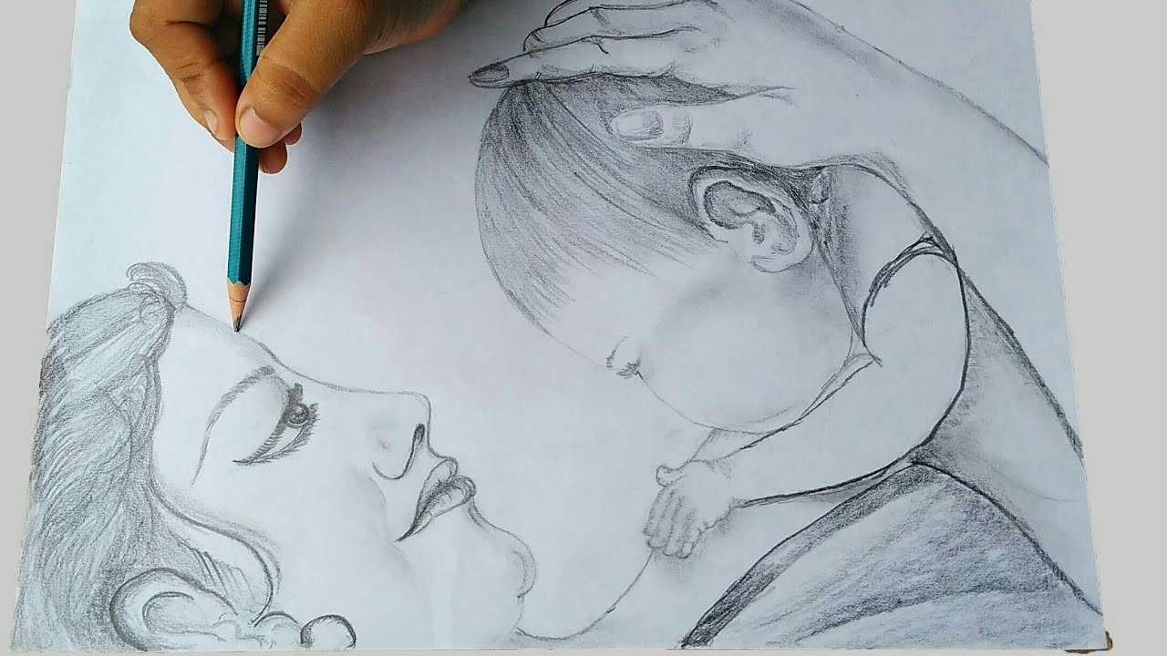 Sketch of Mother with her Baby - YouTube