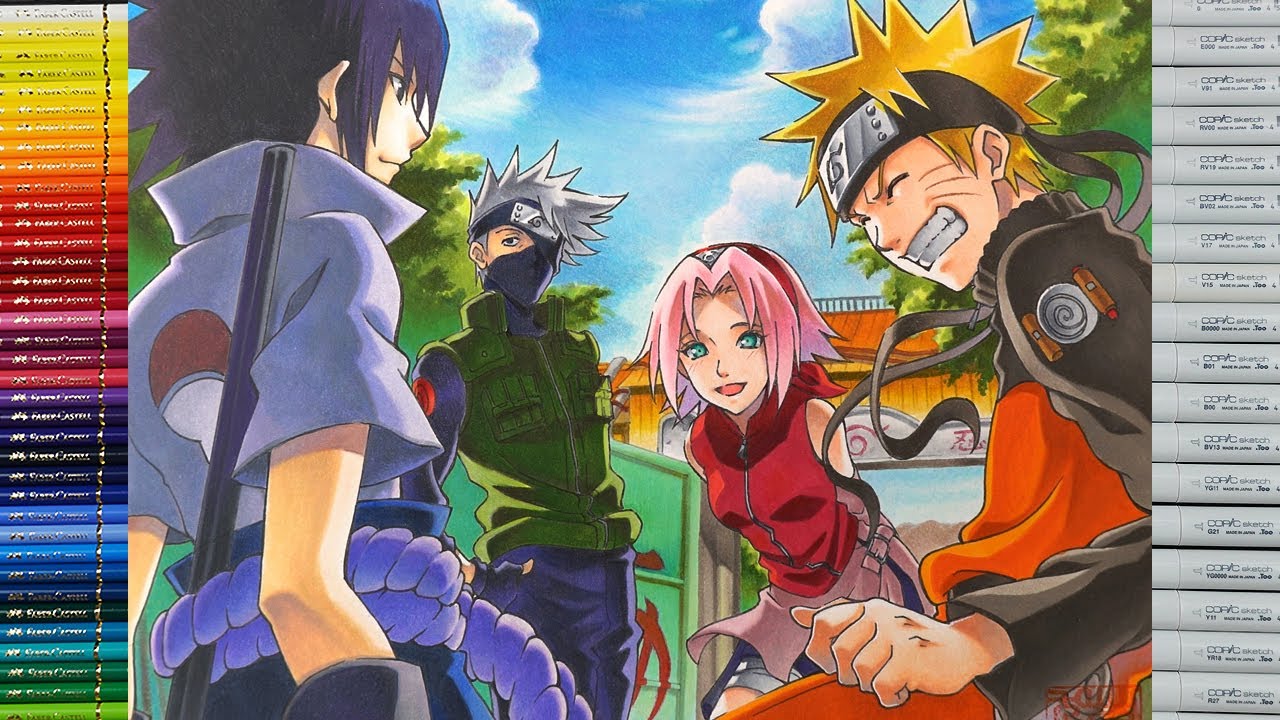 Speed Drawing Team 7 - Sakura, Naruto, Sasuke and Kakashi (Naruto ナルト) 