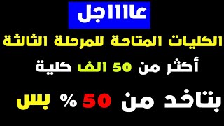 كليات المرحلة الثالثة علمي وادبي 2019|تنسيق المرحلة الثالثة 2019