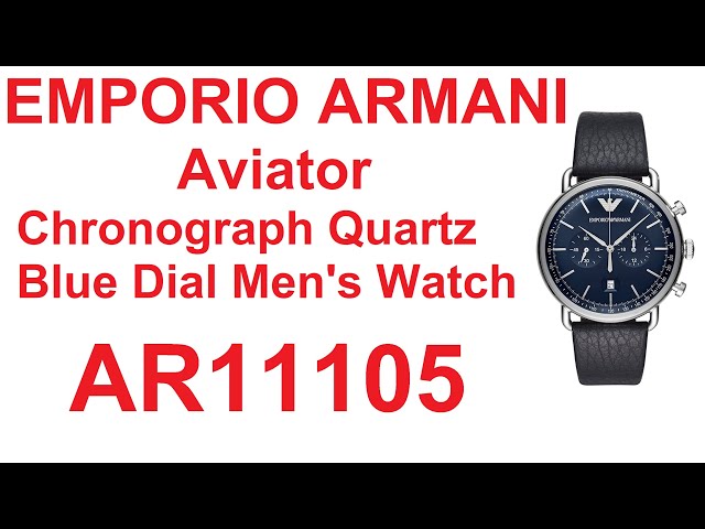 AR11105 - EMPORIO ARMANI Blue Dial Chronograph Aviator Men\'s Quartz YouTube - Watch