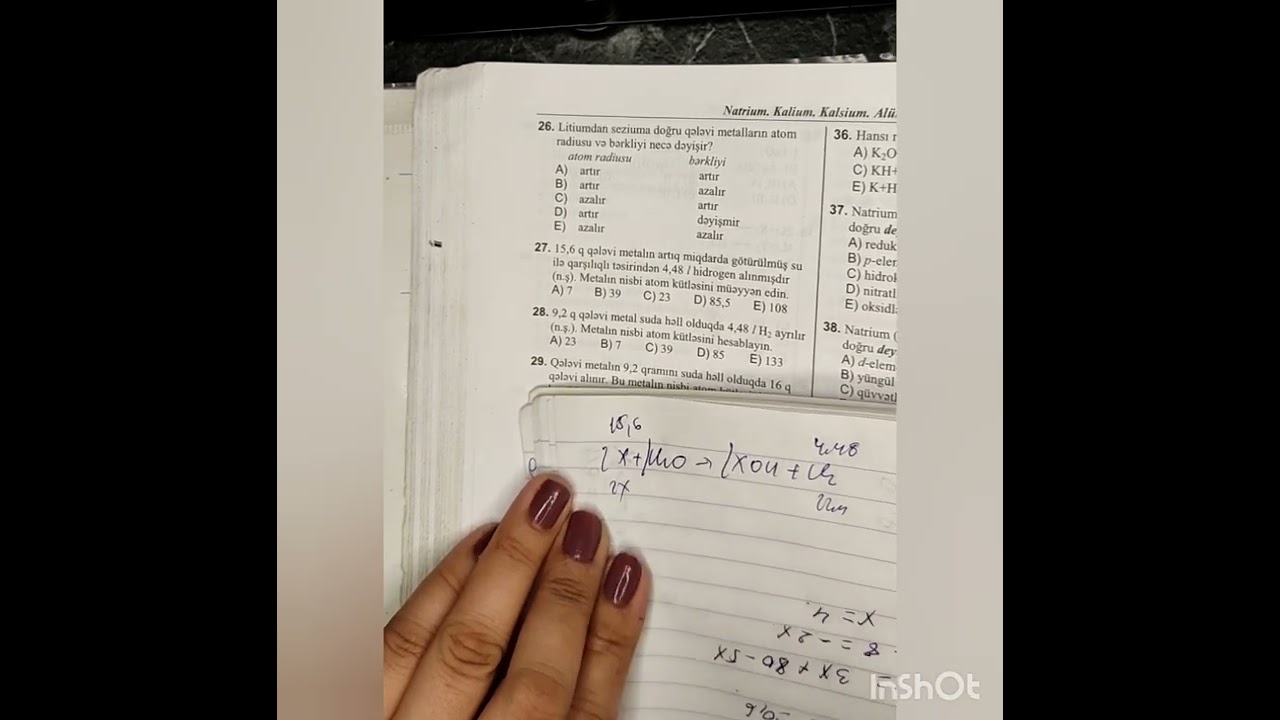 2-ci hissə kimya test toplusu / Qələvi metallar. Natrium, kalium və birləşmələri / 1-56 asan izahlar