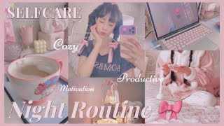 Selfcare Night Routine | Cozy & Productive 🎀 skincare, healthy meal, tidy