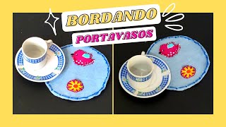 BORDADO DE PORTAVASOS / POSAVASOS A MANO | PROYECTOS DIY BORDADOS A MANO