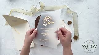 Acrylic Wedding Invitation with Gold Foil Print and Ivory Envelope - 1157CRG