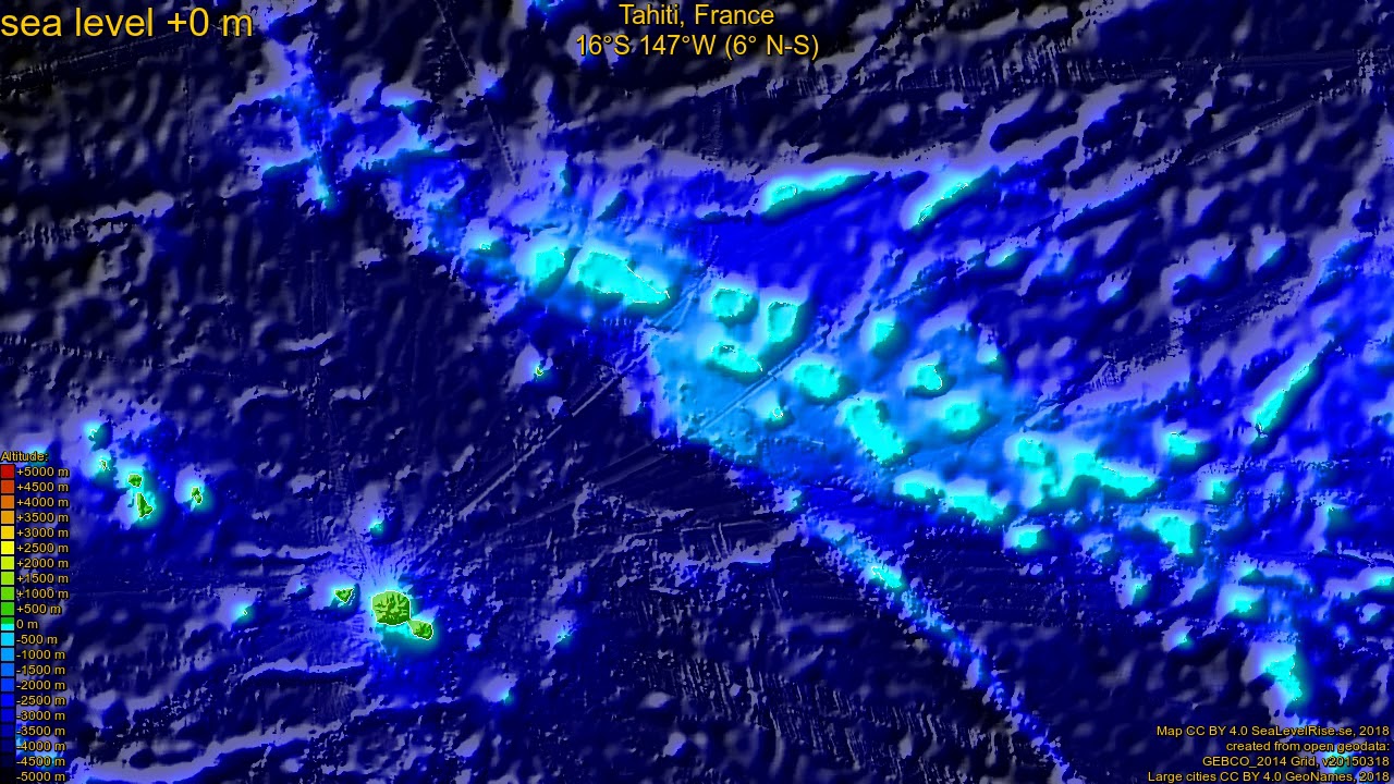Tahiti, France, (z+c) sea level rise -135 - 65 m