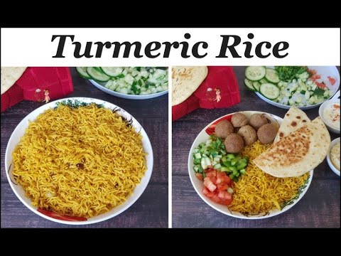 Halal Cart Style Rice & Falafel Platter | Instant Pot Turmeric Rice | Vegan and Healthy Yellow Rice
