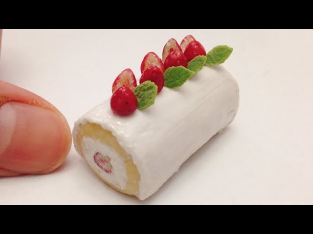 DIY Polymer Clay Miniature Rolled Cake 簡単ねんどでミニチュア