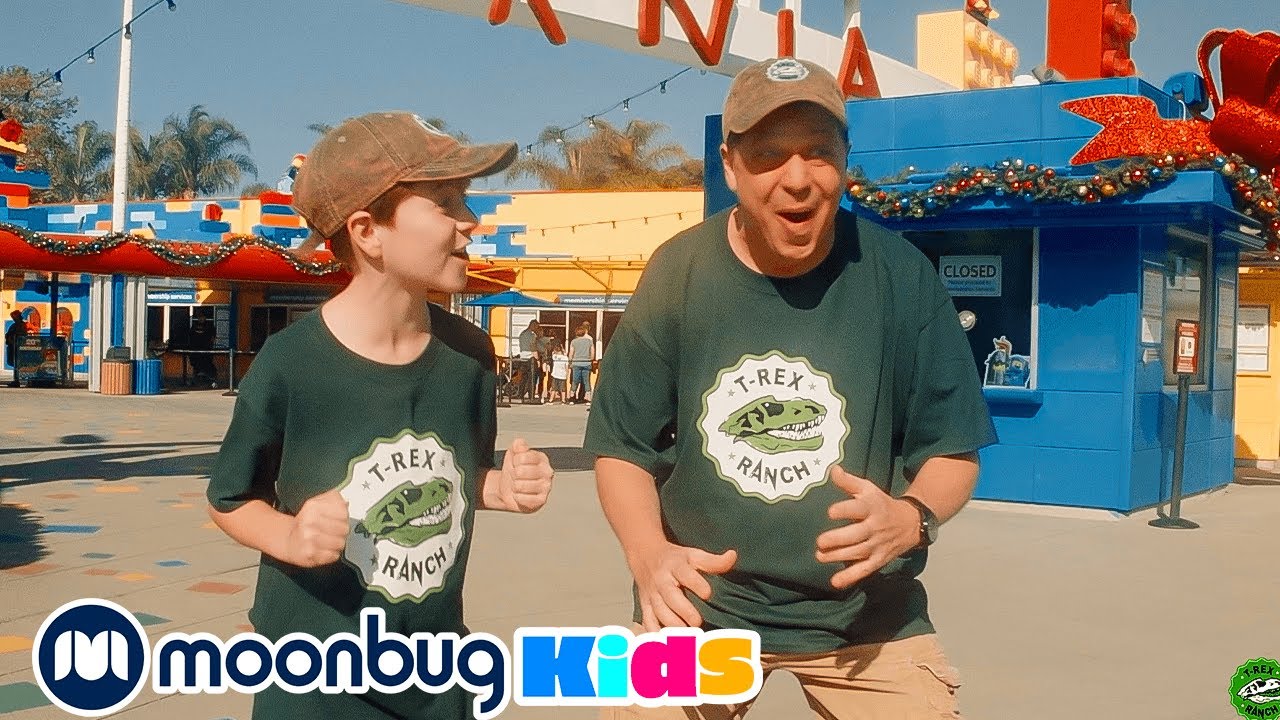 ⁣Dinosaur Toys at Legoland California | T-Rex Ranch Adventures | Kids Songs | Moonbug Kids