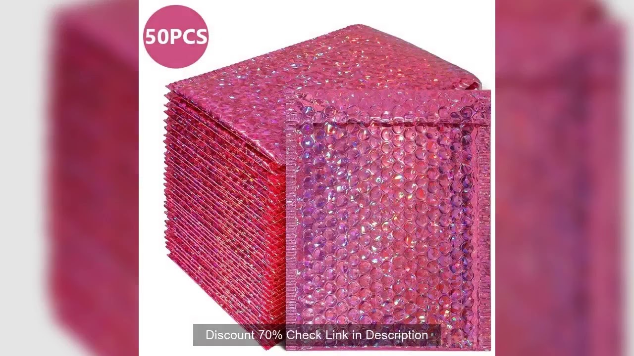 50pcs Bubble Mailer Laser Rose Red Envelopes Padded Mailing Poly Mailer for Gift Packaging Self Seal