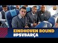 Barça lands in Eindhoven ahead of the Champions League match against PSV