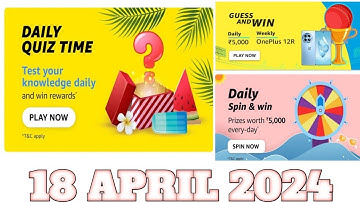 Funzone Amazon All Quiz Answers Today |18 April 2024 | @dailyquiztime #amazonfunzon