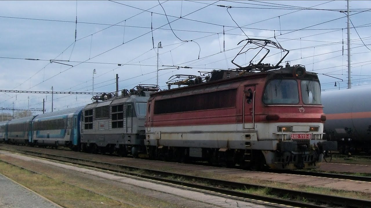 ZSSK 240 119-8 zachraňuje pokazenú 350 001-4 na EC 130 Báthory   Senec 16.4.2023