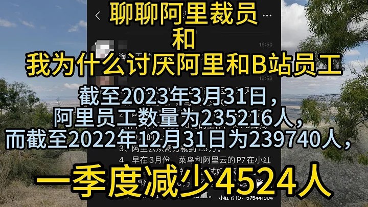 聊聊阿里裁員和我為什麼討厭阿里還有B站的員工，他們太狂了。截止到2023年3月31日，阿里員工數量較2022年12月31日減少了4524人。 - 天天要聞