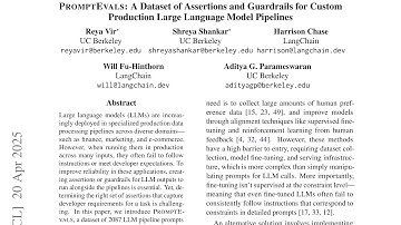 PROMPTEVALS: A Dataset of Assertions and Guardrails for Custom   Production Large Language Model Pip