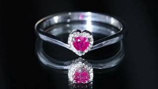 Heart Shape Ruby Promise Ring with Diamond Halo Wealth