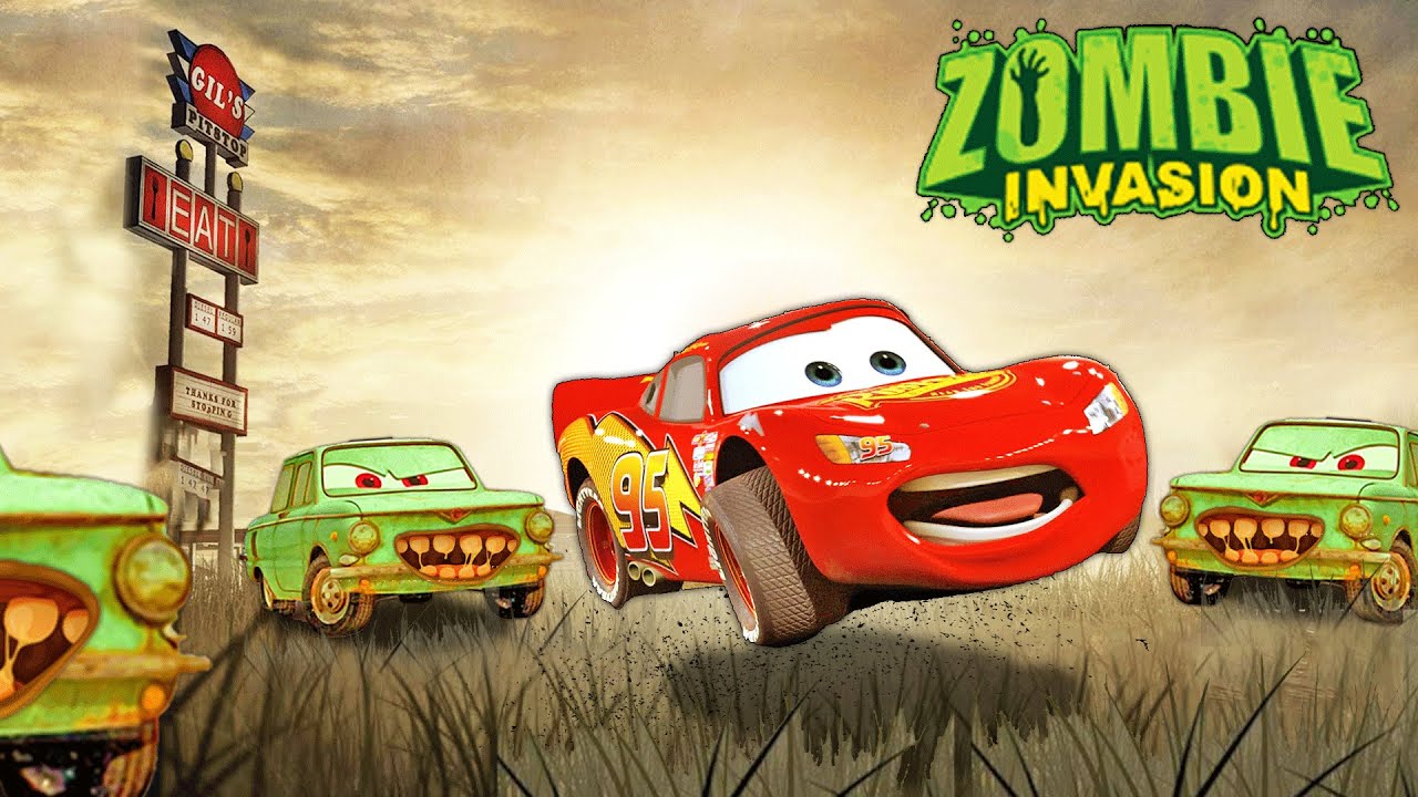 صورة فيديو : LIGHTNING MCQUEEN vs ZOMBIE ATTACK 3! Zombie PIXAR cars in BeamNG.drive! Horror story