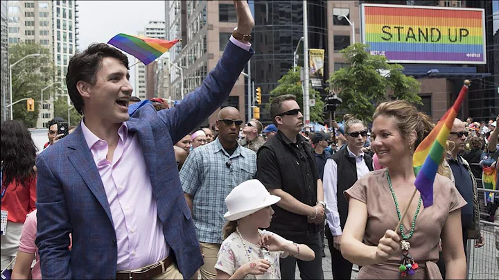 Justin Trudeau and family march in Toronto Pride P...