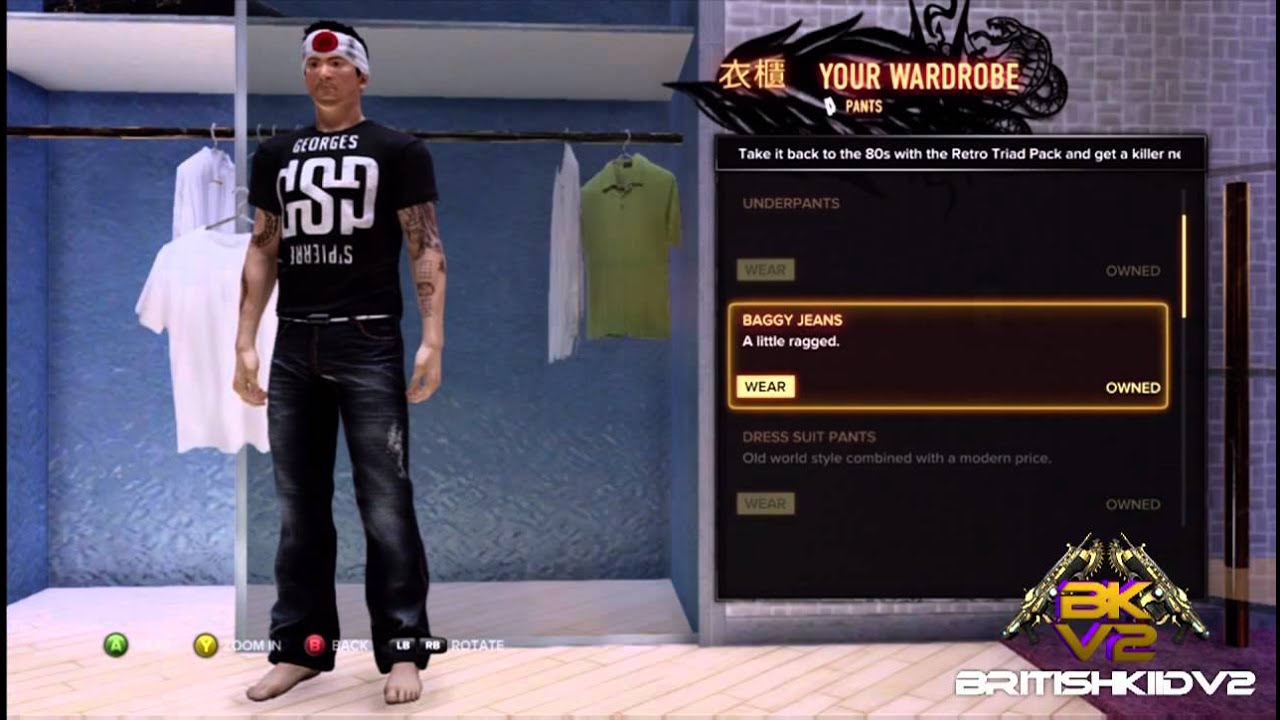 Sleeping Dogs - Mod Menu Clothing Showcase 