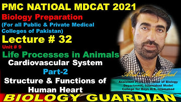 Lecture 32 Biology PMC National MDCAT 2021 | Cardiovascular System (Part-2) | Human Heart