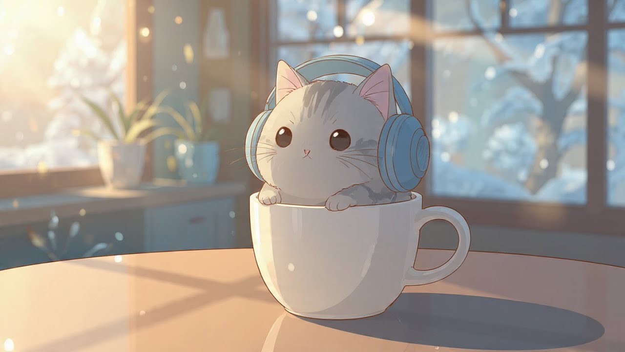 A Quiet Winter Café Where a Cat Helps You Relax🐾❄️ | Chillhop Morning LoFi
