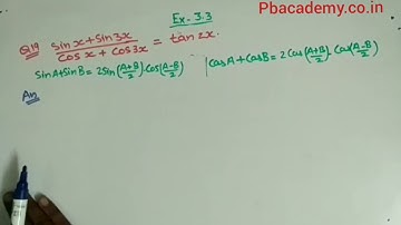 Chapter 3 Exercise 3.3 (Q19) Trigonometric Functions Class 11 Maths NCERT