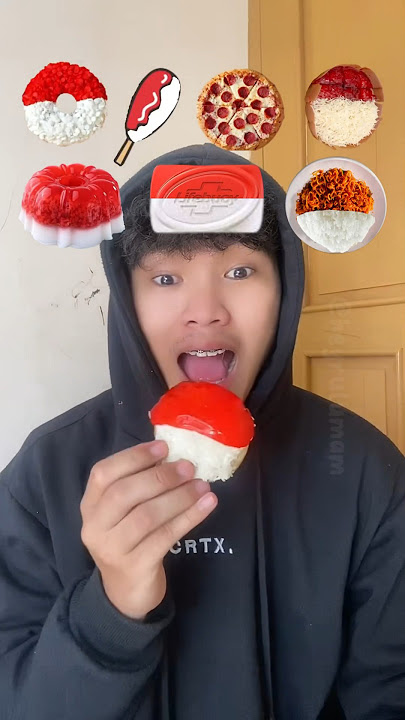MUKBANG EMOJI WARNA MERAH PUTIH ❤️🤍 SIAPA YANG PERNAH MAKAN S4BUN 🇮🇩