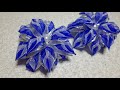 Пышный новогодний цветок из узкой ленты. Канзаши. Kanzashi