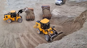 New JCB Wheel Loader-Busy Loading Gravel on Dump Trucks-Transporting Gravel
