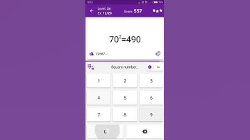 Math Tricks - Training mode - square numbers between 70 and 79 - level 034 (Number Keyboard)