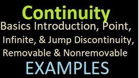 Continuity Introduction, Point, Infinite, & Jump Discontinuity, Removable & Non removable| Examples