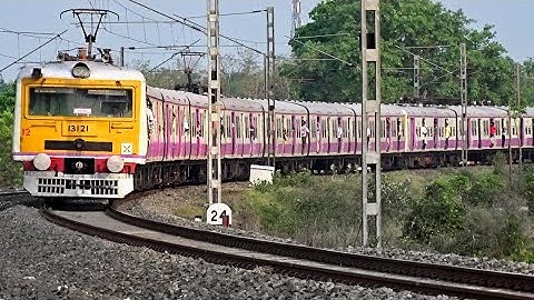 Colourful 12 Coach EMU Trains Speeding in Huge Curve & Skip Furiously | Eastern Railways Local Train