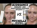 Mychelle Protect Sun Shield Liquid Mineral Sunscreen SPF VS Biossance Squalane + Zinc Sheer SPF 30