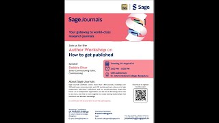 Author Workshop On How To Get Published In Quality Journal