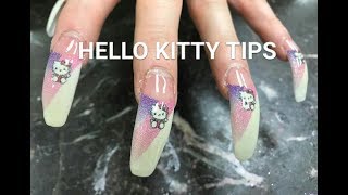 1 whole long Hello kitty Tips Gel Nails Resimi