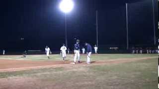 Bryan Benz hits this HOT ball to 3rd and then races down the line to beat the throw to first...