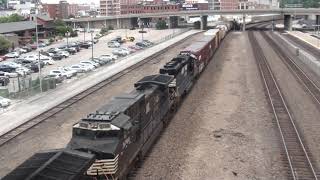 NS #9501 leads NS 112 with SD40-2 Trailing. Kansas City, MO 6/19/21