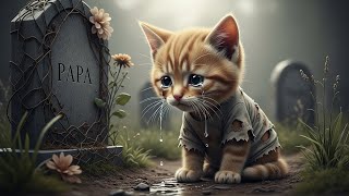 This little kitten misses its father in heaven, its cries turn into a meaningful song😿💔 #cat #father