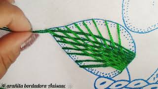 PUNTADA NUEVA: ¿¡La puntada más rápida y bonita para bordar hojas y pétalos!? Bordado de servilletas