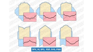 Envelope Template A7 SVG Sticker Decal Silhouette Cameo Cricut Cut File Dxf PNG