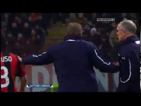 Gattuso Fight and Headbutt Joe Jordan - Ac Milan vs Tottenham Uefa champions League 16 round
