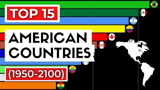TOP 15 AMERICAN COUNTRIES by POPULATION (1950-2100)