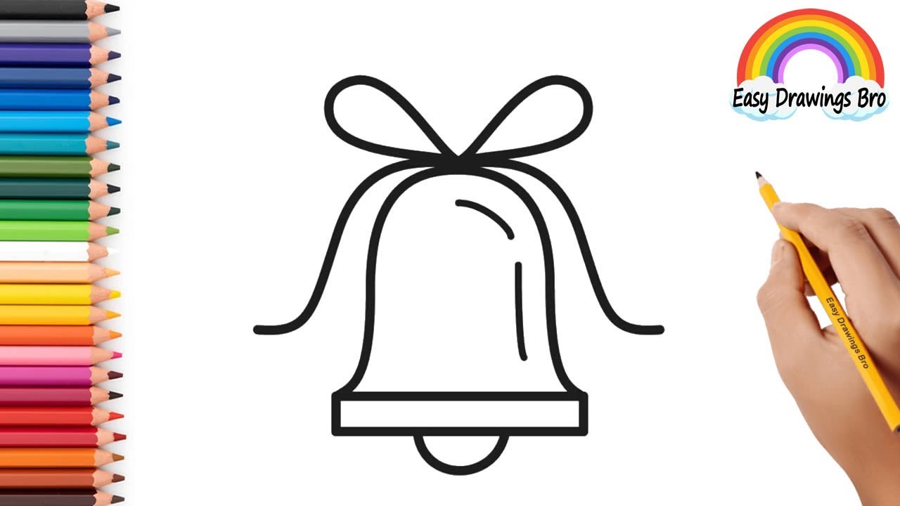 How to draw a BELL easy 🔔 | Drawing bell tutorial | Christmas Drawing 🎅 ...