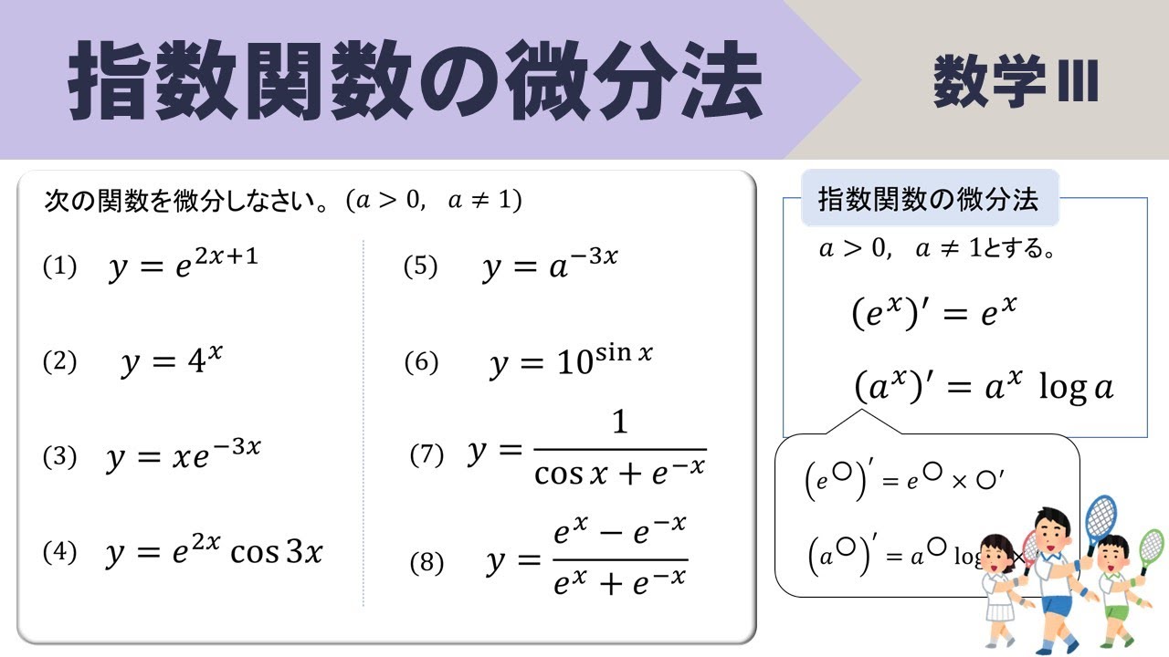 【数Ⅲ】指数関数の微分、計算のやり方は？