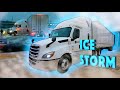 TRUCKING In A DANGEROUS ICE STORM In Missouri | Snow &amp; Chaos On Roads Of America | OTR Cascadia Semi