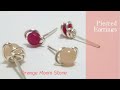 ＃131ピアス・スタッド・オレンジムーンストーン　ワイヤーアクセサリー　pierced earrings   orange moon stone   wire jewelry