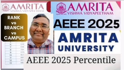 Amrita marks vs rank|Amrita rank vs branch|AEEE 2025 result date|Jee mains 2025 marks vs percentile