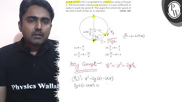 A bob of mass \( M \) is suspended by a massless string of length \...